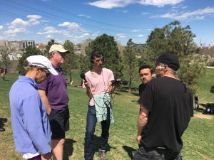 Andy Kenney interviews Riverfront Park Association residents (left) and members of the Stoner Hill community (right).